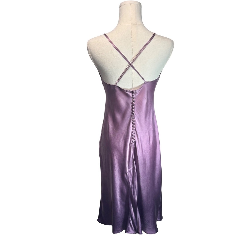 Victoria's Secret Silk Slip Dress Midi Purple Ombre Button Back Strappy Sz S